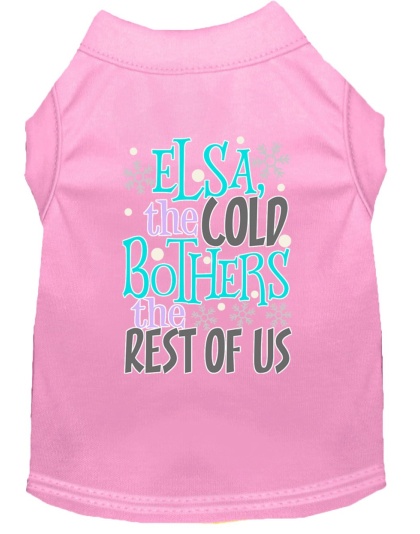 Elsa, the Cold Screen Print Dog Shirt Light Pink Lg