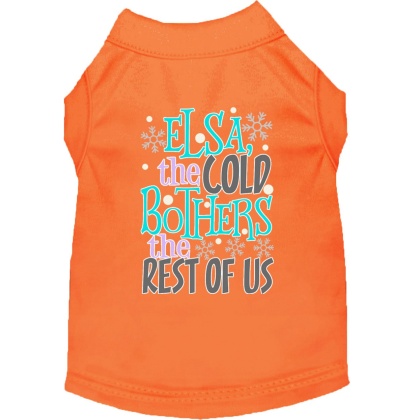 Elsa, the Cold Screen Print Dog Shirt Orange Lg