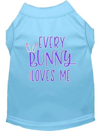 Every Bunny Loves me Screen Print Dog Shirt Baby Blue Lg