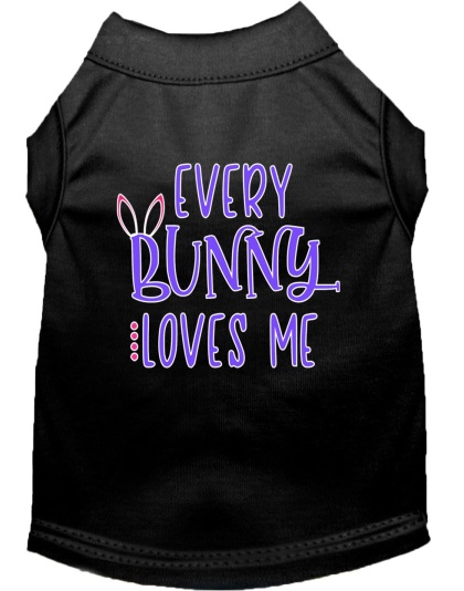 Every Bunny Loves me Screen Print Dog Shirt Black Lg