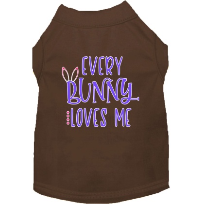 Every Bunny Loves me Screen Print Dog Shirt Brown Lg