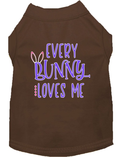 Every Bunny Loves me Screen Print Dog Shirt Brown Lg