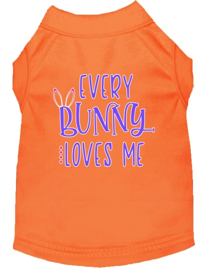 Every Bunny Loves me Screen Print Dog Shirt Orange Lg