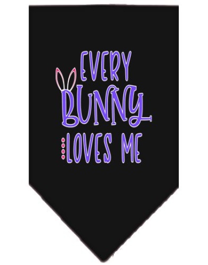 EveryBunny Loves Me Screen Print Bandana Black Large