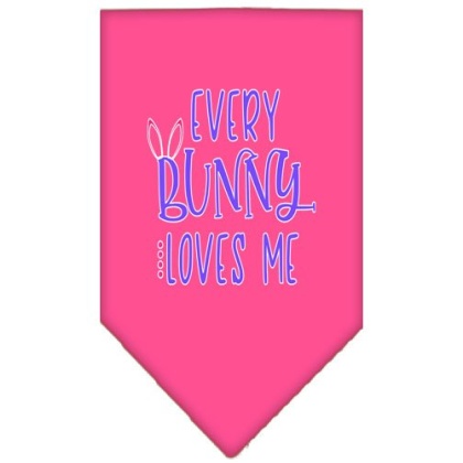 EveryBunny Loves Me Screen Print Bandana Bright Pink Large