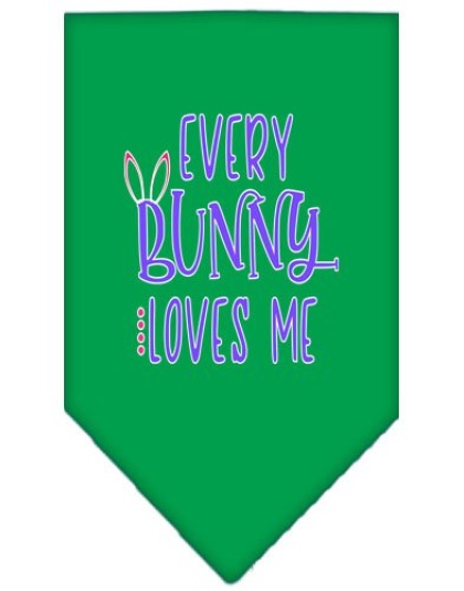 EveryBunny Loves Me Screen Print Bandana Emerald Green Large