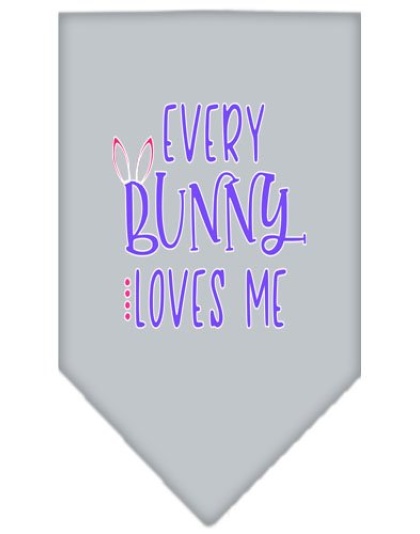 EveryBunny Loves Me Screen Print Bandana Grey Large