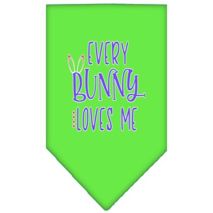 EveryBunny Loves Me Screen Print Bandana Lime Green Large