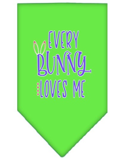 EveryBunny Loves Me Screen Print Bandana Lime Green Large