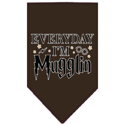 Everyday I'm Mugglin Screen Print Bandana Cocoa Large