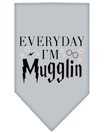 Everyday I'm Mugglin Screen Print Bandana Grey Large