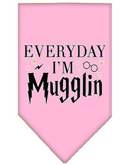 Everyday I'm Mugglin Screen Print Bandana Light Pink Large