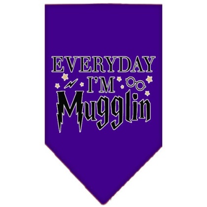 Everyday I'm Mugglin Screen Print Bandana Purple Large