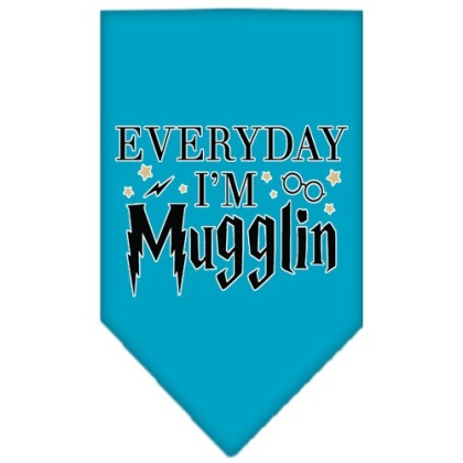 Everyday I'm Mugglin Screen Print Bandana Turquoise Large