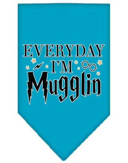 Everyday I'm Mugglin Screen Print Bandana Turquoise Large