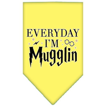 Everyday I'm Mugglin Screen Print Bandana Yellow Large