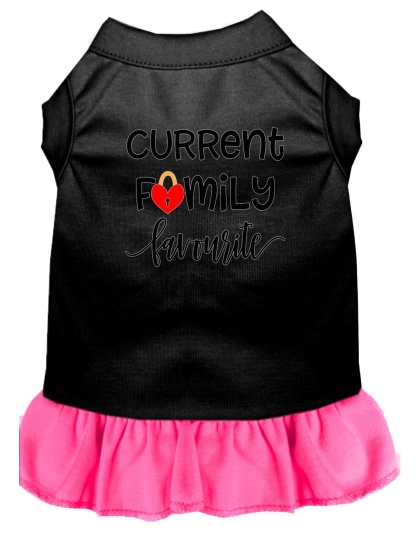 Family Favorite Screen Print Dog Dress Black with Bright Pink Lg