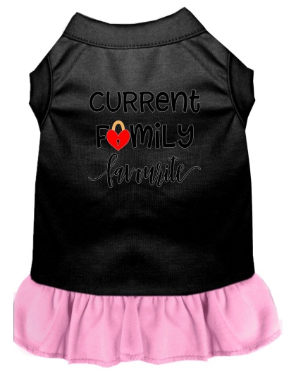 Family Favorite Screen Print Dog Dress Black with Light Pink Lg