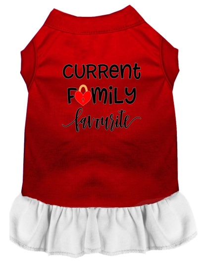 Family Favorite Screen Print Dog Dress Red with White Lg