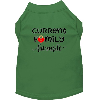 Family Favorite Screen Print Dog Shirt Green Lg