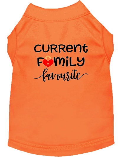 Family Favorite Screen Print Dog Shirt Orange Lg