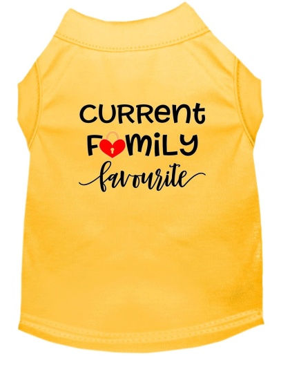 Family Favorite Screen Print Dog Shirt Yellow Lg