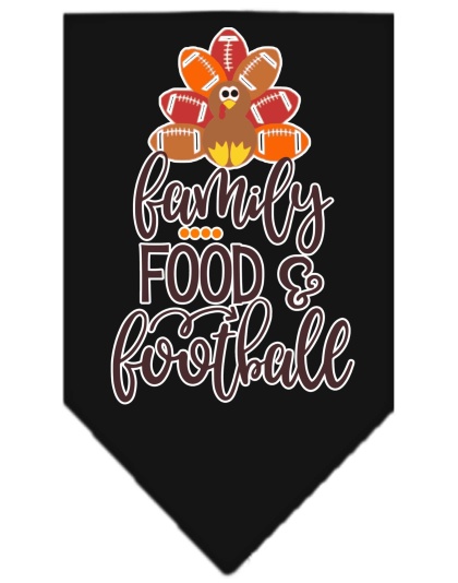 Family, Food, and Football Screen Print Bandana Black Large