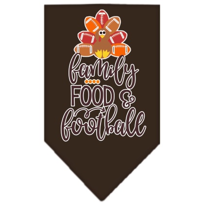 Family, Food, and Football Screen Print Bandana Cocoa Large