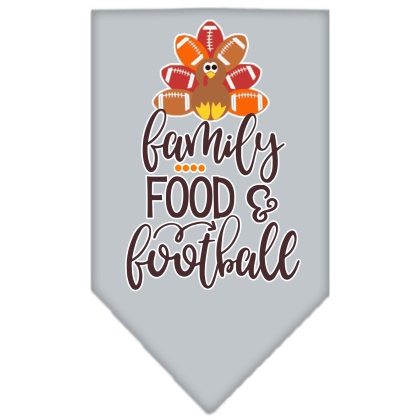 Family, Food, and Football Screen Print Bandana Grey Large