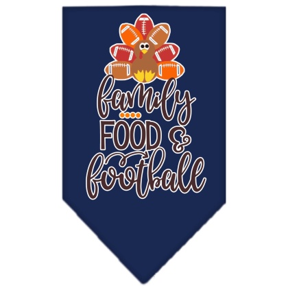 Family, Food, and Football Screen Print Bandana Navy Blue large