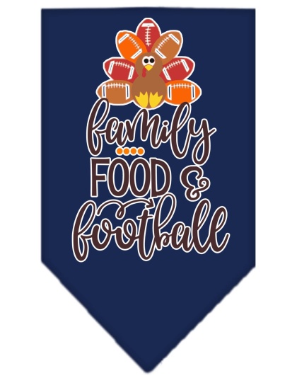 Family, Food, and Football Screen Print Bandana Navy Blue large