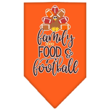 Family, Food, and Football Screen Print Bandana Orange Large