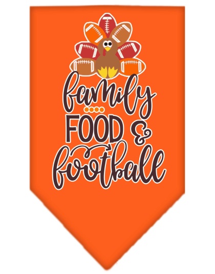 Family, Food, and Football Screen Print Bandana Orange Large