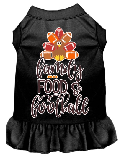 Family, Food, and Football Screen Print Dog Dress Black 4X