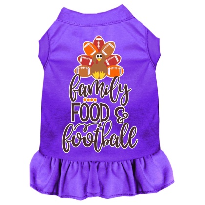 Family, Food, and Football Screen Print Dog Dress Purple 4X