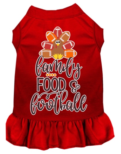 Family, Food, and Football Screen Print Dog Dress Red 4X