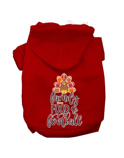 Family, Food, and Football Screen Print Dog Hoodie Red L