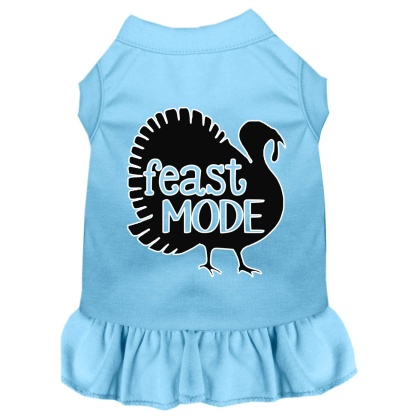 Feast Mode Screen Print Dog Dress Baby Blue 4X