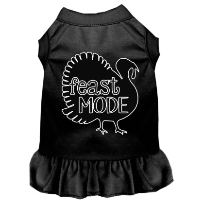 Feast Mode Screen Print Dog Dress Black 4X