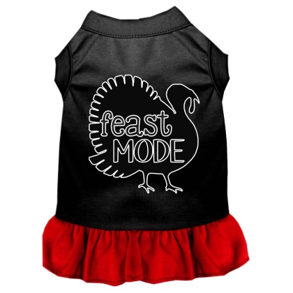 Feast Mode Screen Print Dog Dress Black with Red Lg