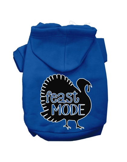 Feast Mode Screen Print Dog Hoodie Blue L