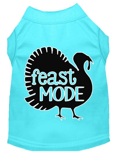 Feast Mode Screen Print Dog Shirt Aqua Lg