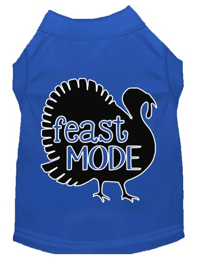 Feast Mode Screen Print Dog Shirt Blue Lg