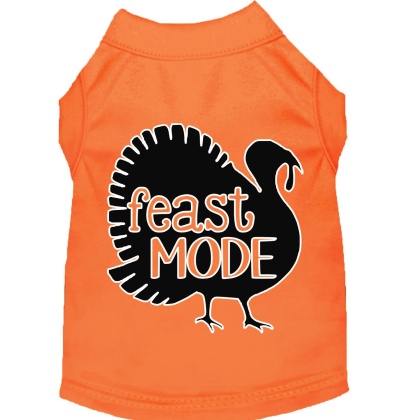 Feast Mode Screen Print Dog Shirt Orange Lg