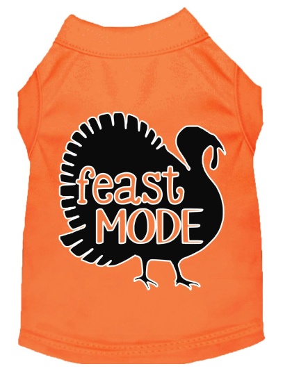 Feast Mode Screen Print Dog Shirt Orange Lg