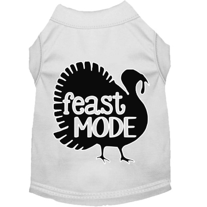 Feast Mode Screen Print Dog Shirt White Lg