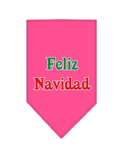 Feliz Navidad Screen Print Bandana Bright Pink Large