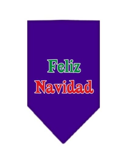 Feliz Navidad Screen Print Bandana Purple Large