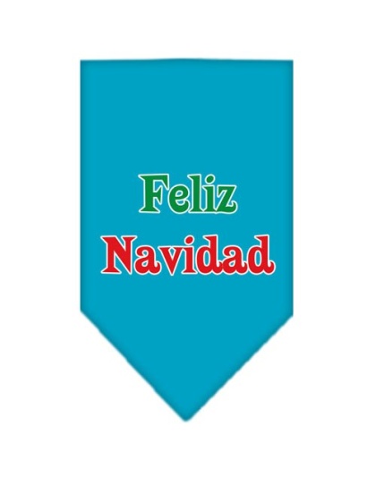 Feliz Navidad Screen Print Bandana Turquoise Large