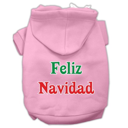 Feliz Navidad Screen Print Pet Hoodies Light Pink L